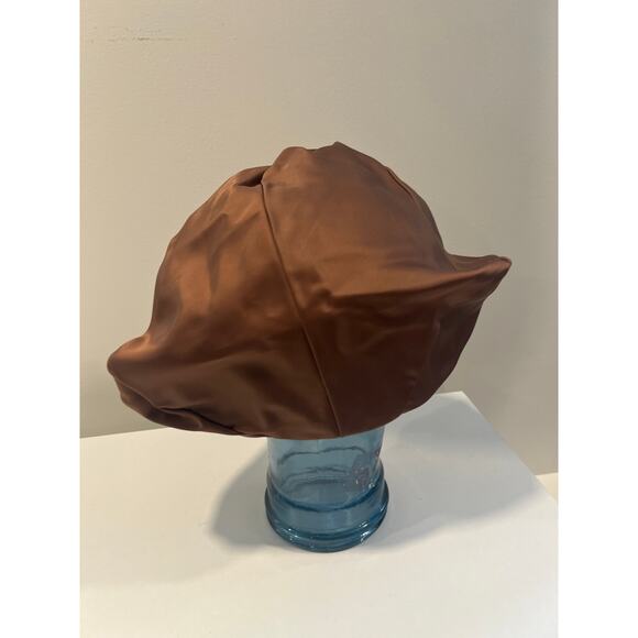 Vintage 1950s-60s Satin Turban Style Hat Brown JL - Picture 4 of 6